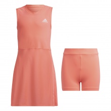 adidas Tennis Dress Pop-Up with Separate Inner Shorts Coral Red Girls